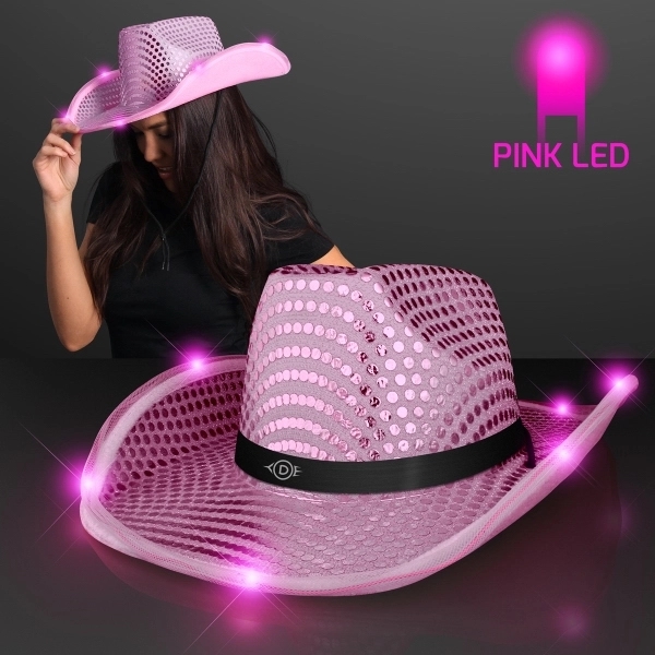 Sequin Cowboy Hat with LED Brim - Image 8