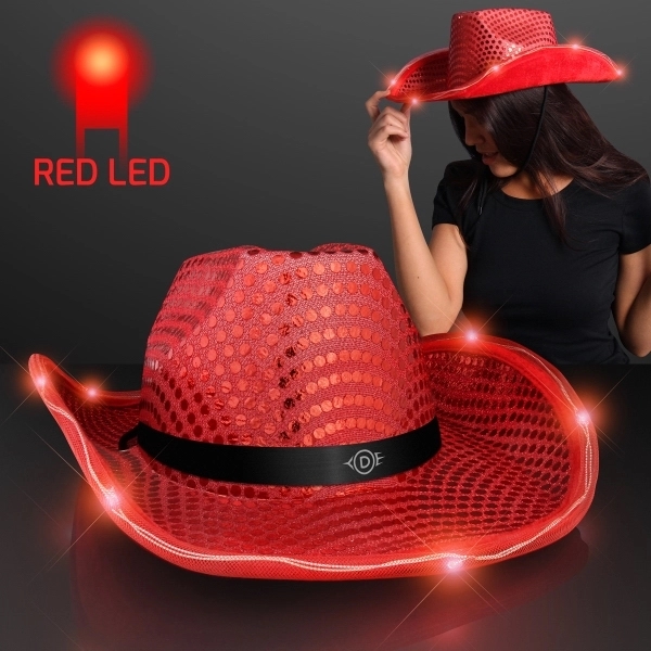 Sequin Cowboy Hat with LED Brim - Image 10