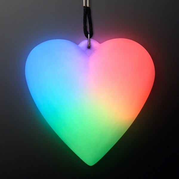 LED Deco Heart Necklace on Black String Lanyard - Image 3