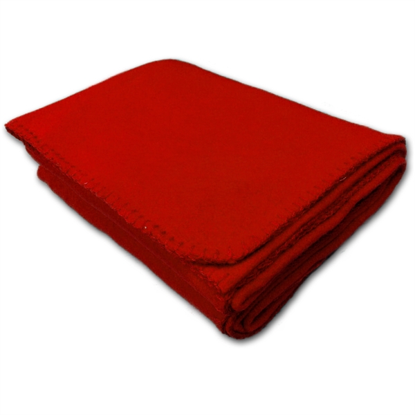 50" x 60" Fleece Whipstitch Blanket - Red - Image 2