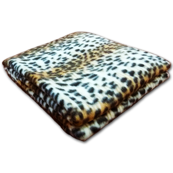 50" x 60" Fleece Whipstitch Blanket - Leopard - Image 2