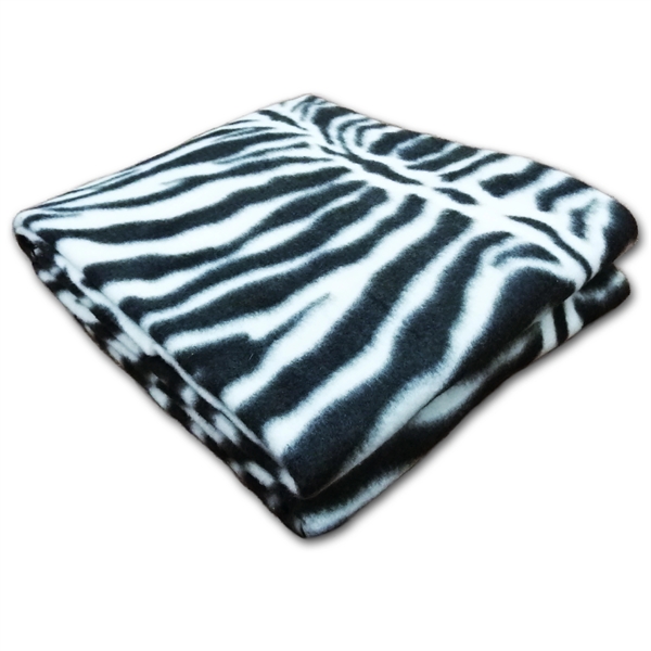 50" x 60" Fleece Whipstitch Blanket - Zebra - Image 2
