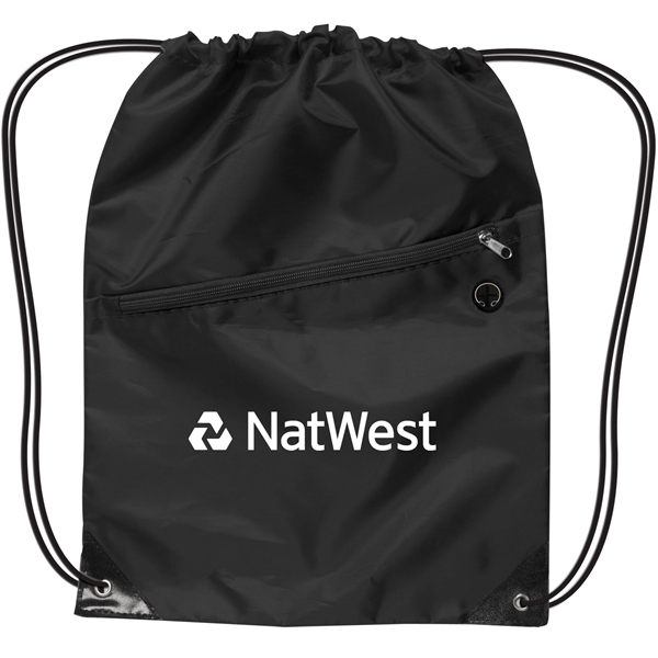 Drawstring Backpack With Zipper - Image 2