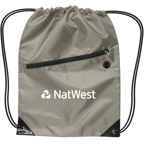 Drawstring Backpack With Zipper - Image 3