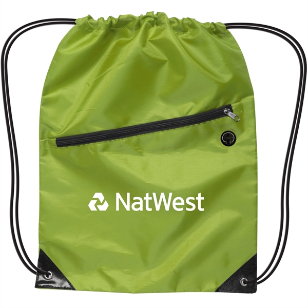 Drawstring Backpack With Zipper - Image 5