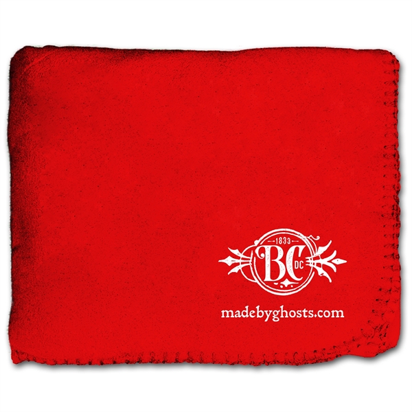 50" x 60" Fleece Whipstitch Blanket - Red - Image 1