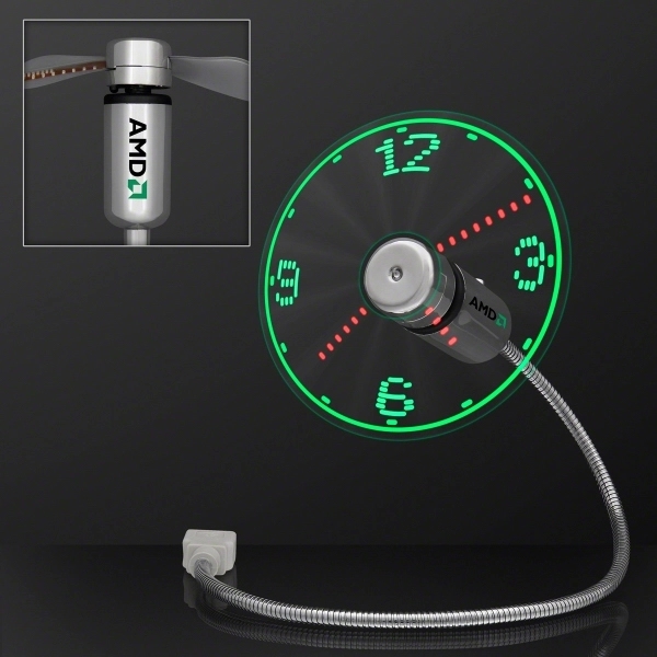 USB Powered LED Light Clock Desk Fan - Image 2