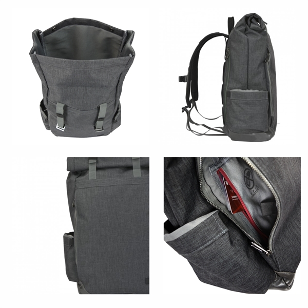 Roll-Top Canvas Backpack, Personalised Backpack, Custom Logo - Image 2