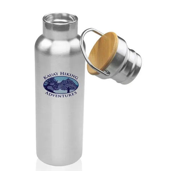 Luau 20 oz. Wood Top Stainless Steel Water Bottle - Image 2