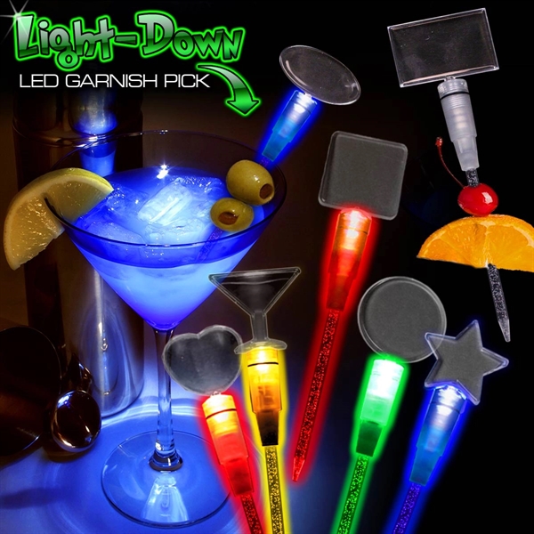 8" Light Down/Up LED Cocktail Garnish Picks - Image 2