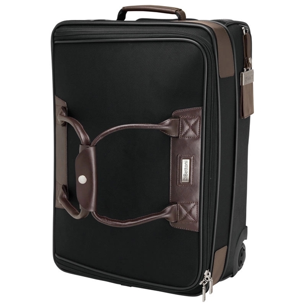 Terni Brown Leather/Black Twill Nylon Trolley Bag - Image 1