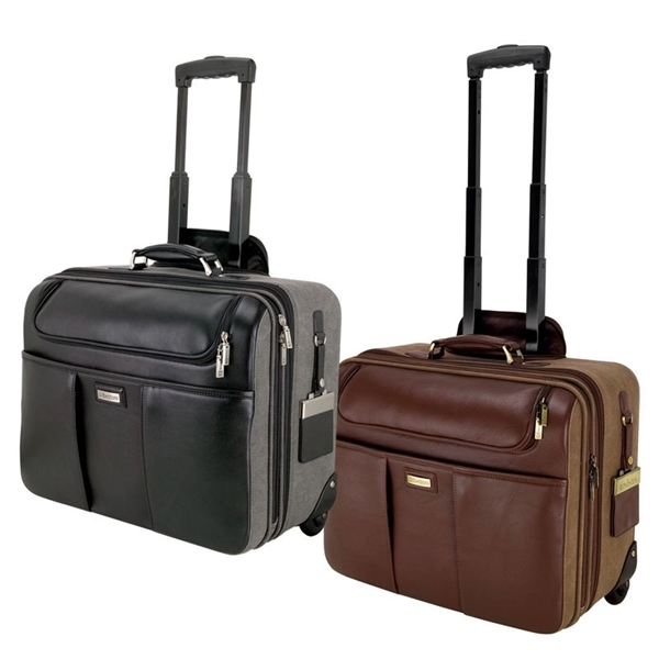 Palermo Brown Napa Leather/Canvas Trolley Case - Image 1