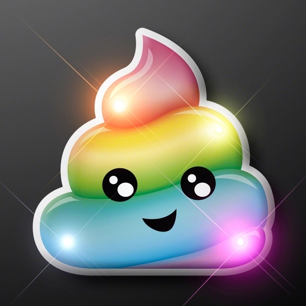 Rainbow Poop Emoji LED Pins - Image 4