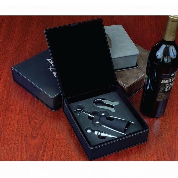 Leatherette Wine Tool Screw Lever Set - Image 2