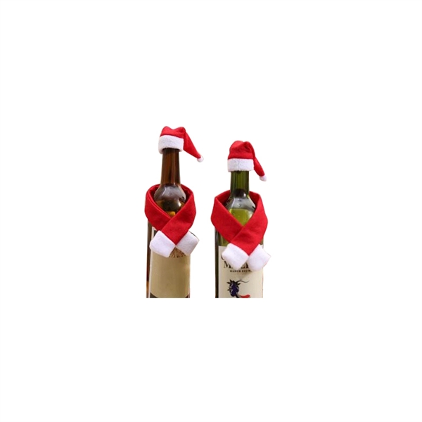 Christmas Hat and Scarf for Wine Bottle - Image 1