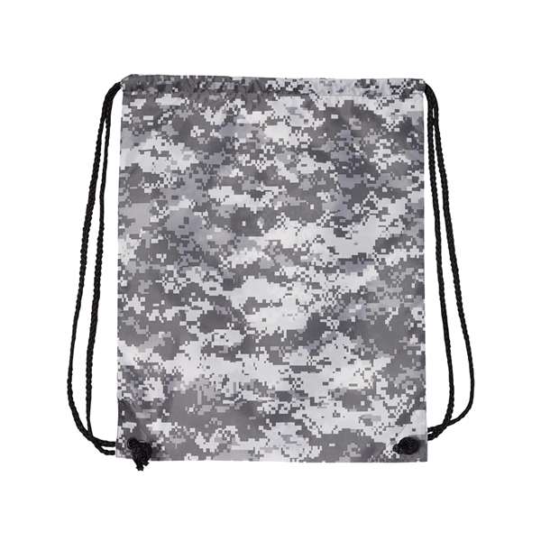 210D Nylon Digital Camo Drawstring Backpack - Image 2