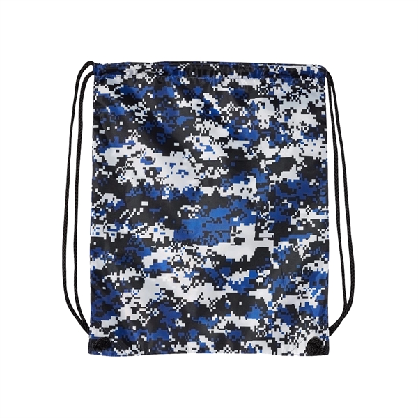210D Nylon Digital Camo Drawstring Backpack - Image 3