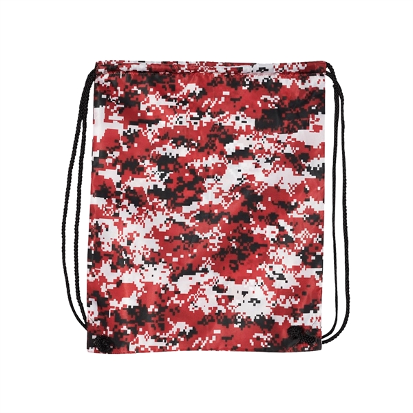 210D Nylon Digital Camo Drawstring Backpack - Image 4