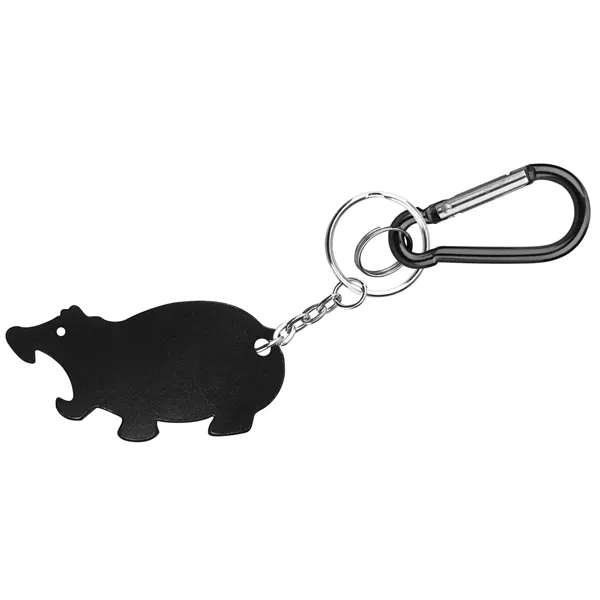 Hippo Shape Bottle Opener Key Chain with Carabiner - Image 2