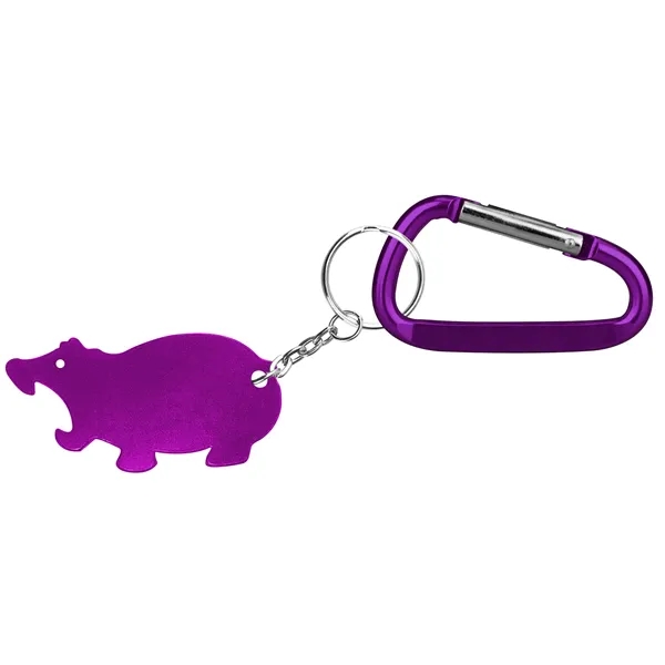 Hippo Shape Bottle Opener Key Chain with Carabiner - Image 3