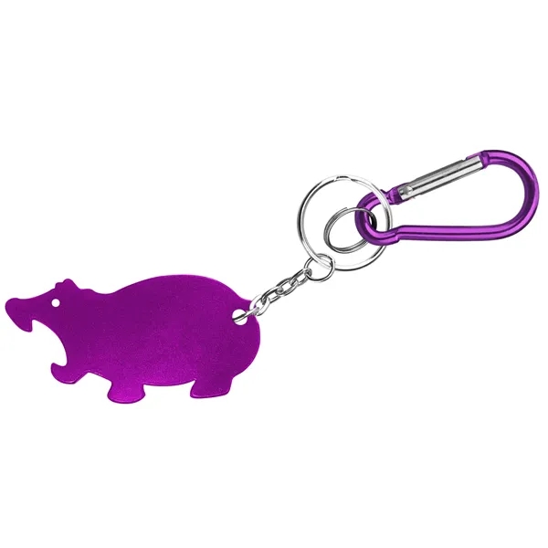 Hippo Shape Bottle Opener Key Chain with Carabiner - Image 4