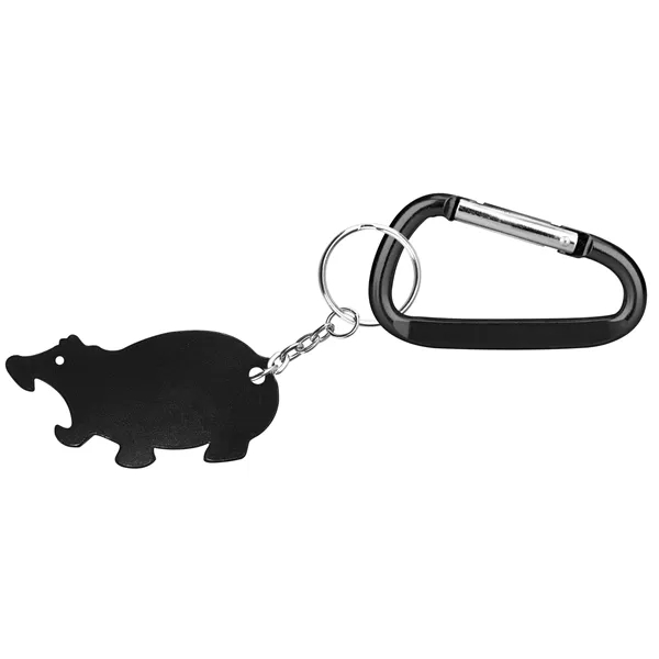 Hippo Shape Bottle Opener Key Chain with Carabiner - Image 3
