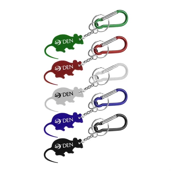 Mouse Shape Bottle Opener Key Chain with Carabiner - Image 1