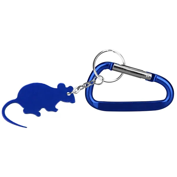 Mouse Shape Bottle Opener Key Chain with Carabiner - Image 2