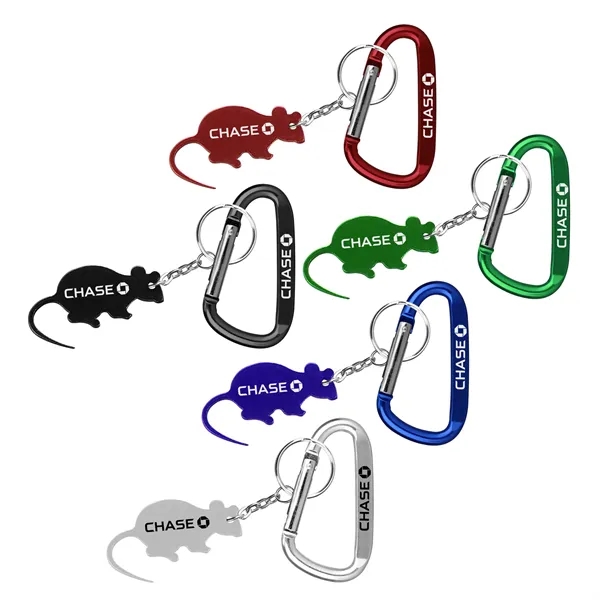 Mouse Shape Bottle Opener Key Chain with Carabiner - Image 1