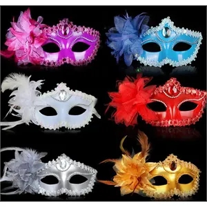 Plastic Half Face Mask with Luxury Flower