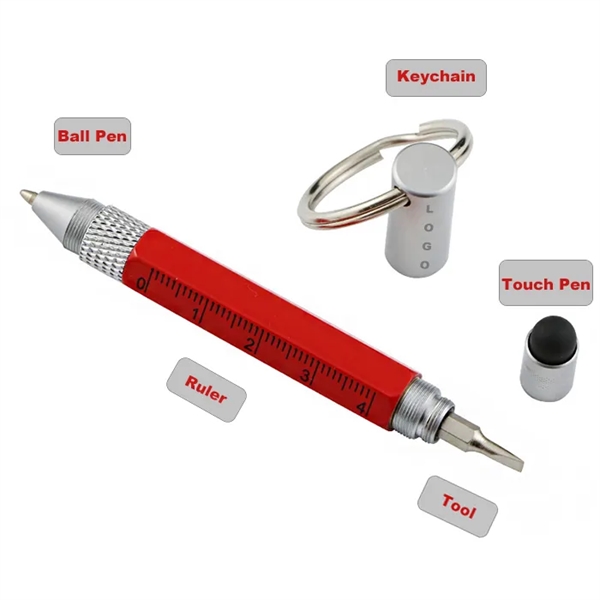 5 in 1 Malfunction Metal Ballpoint Pen with Key Chain - Image 1