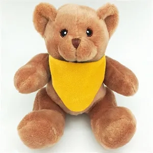 6" Beanie Brown Bear with Embroidered Eyes