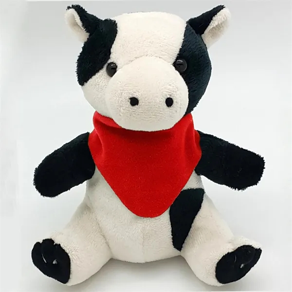 6" Beanie Cow with Embroidered Eyes - Image 3