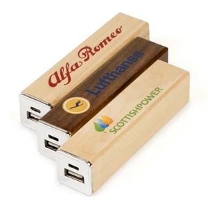 Wooden Emergency Battery Charger 2600mAh with UL Battery