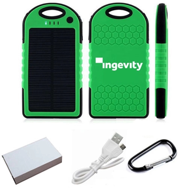 5,000mAh Outdoor Solar Charger Power Bank with Carabiner