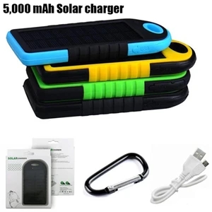5000mah Dual-USB Water Resistant Solar Power Bank Battery
