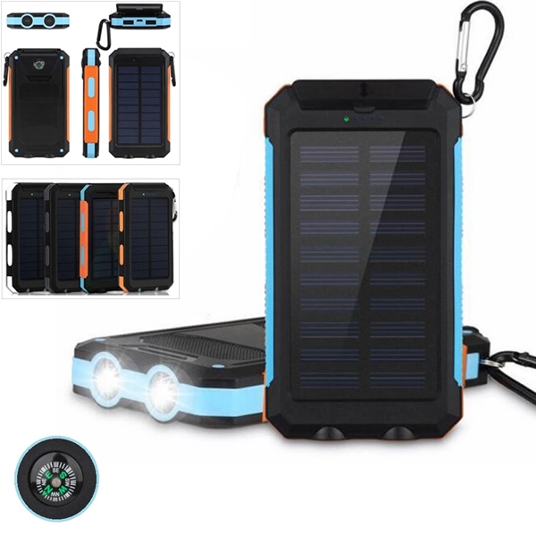 Rainproof SOS Dual USB Solar Power Bank Panels with Compass