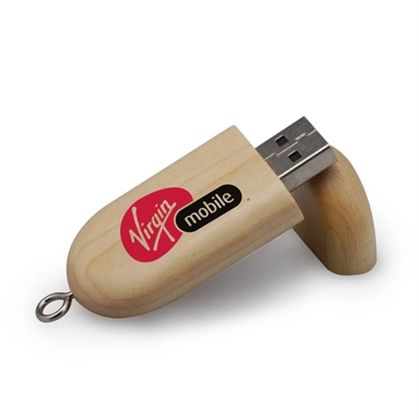Eco-Friendly Wooden USB Flash Drive with Keychain - Image 1