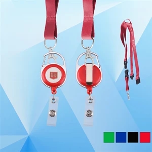 Round Shape Retractable Badge Holder with Lanyard