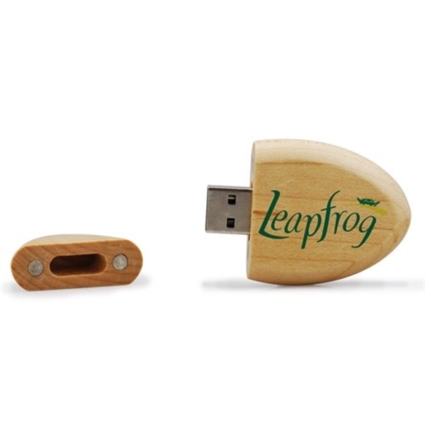 Oval Wooden USB Flash Drive - Image 1