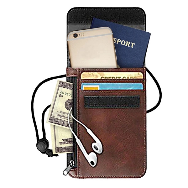RFID Leather Wallet with Neck Cord - Image 2