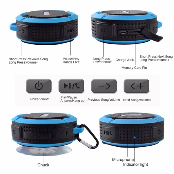 Waterproof Outdoor Bluetooth Speaker W/ Carabiner - Image 4