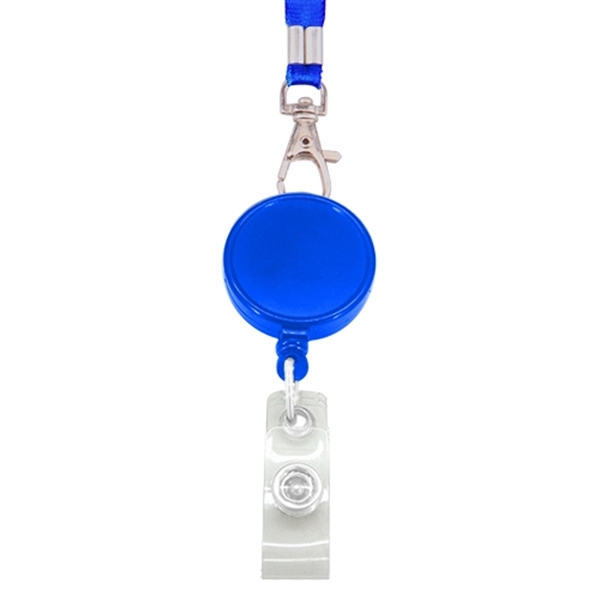 Round Retractable Badge Holder with Lanyard - Image 2