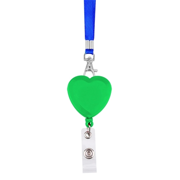 Heart Shape Retractable Badge Holder with Lanyard - Image 3
