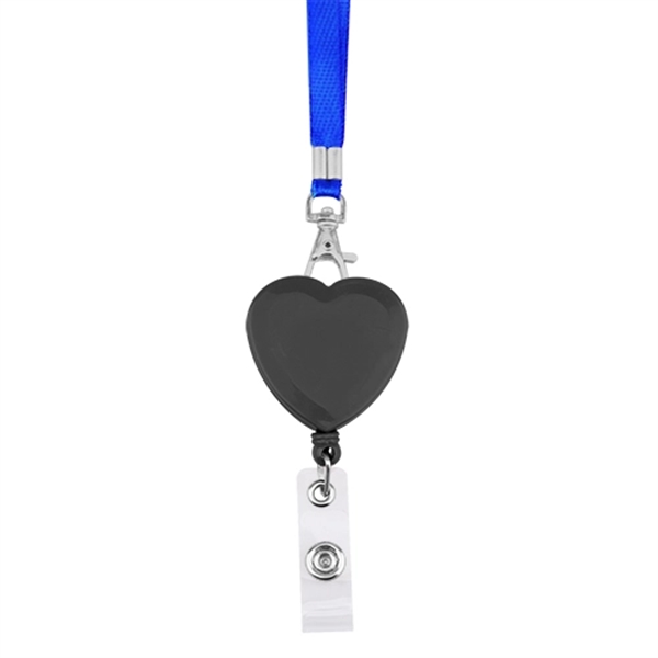 Heart Shape Retractable Badge Holder with Lanyard - Image 4