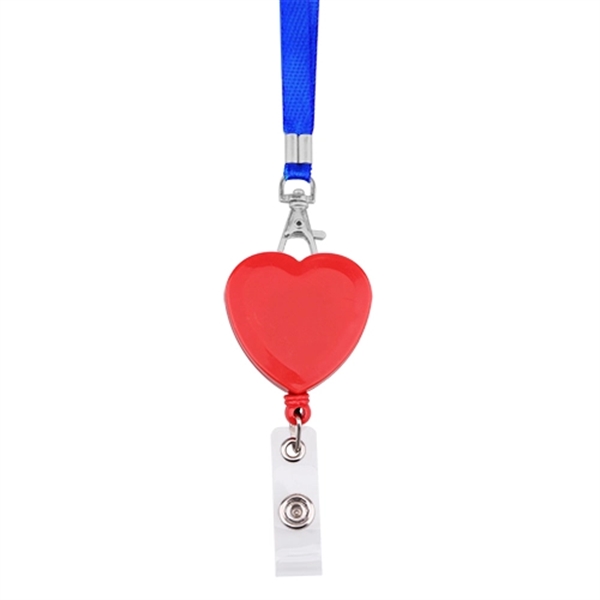 Heart Shape Retractable Badge Holder with Lanyard - Image 5