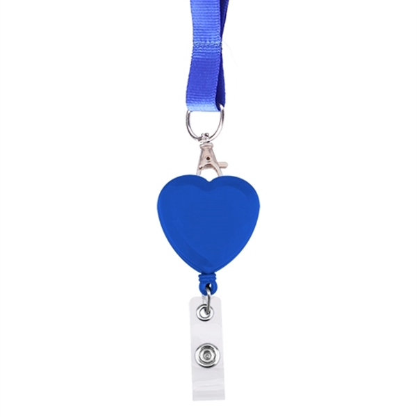 Heart Shape Retractable Badge Holder with Lanyard - Image 2
