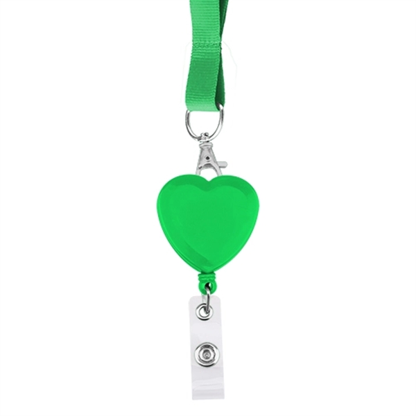 Heart Shape Retractable Badge Holder with Lanyard - Image 3