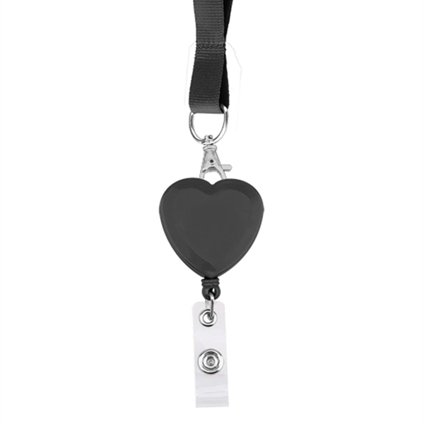 Heart Shape Retractable Badge Holder with Lanyard - Image 4