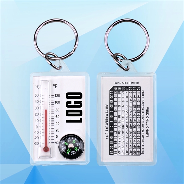Compass and Thermometer Keychain - Image 1